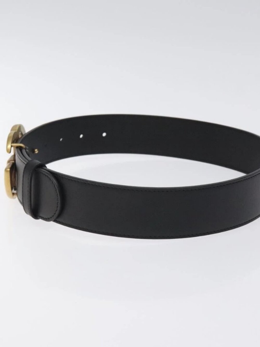 GUCCI GG Marmont Belt Leather 31.5" Black Gold 400593 Auth SW818M - Picture 4 of 11